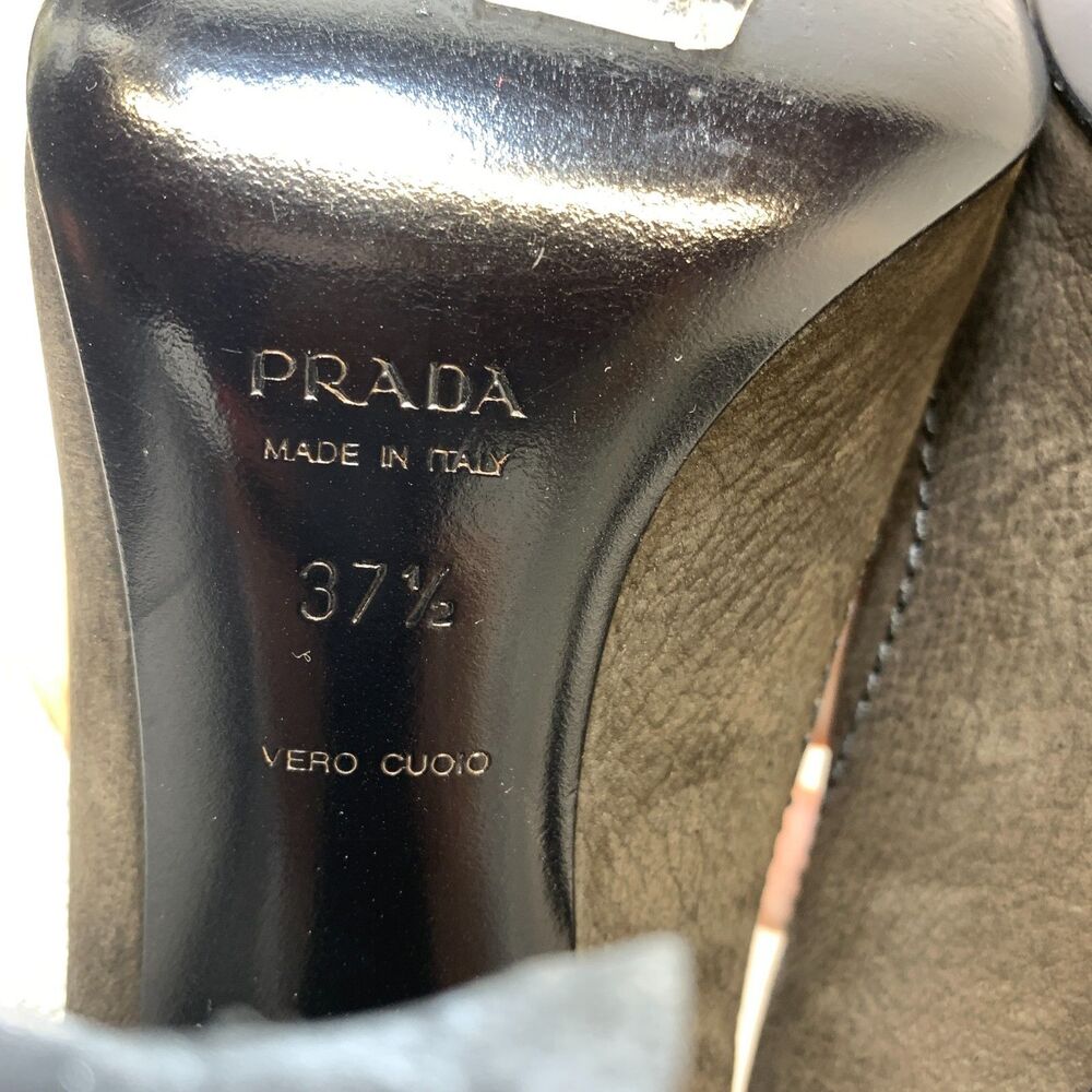 Vintage Prada Heel Pumps Womens Size 7.5 Brown Sculptured Curves Leather Slip On - Picture 7 of 9